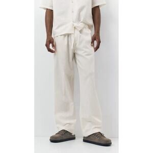 Pull & Bear Beige Waffle Knit Casual Straight Leg Trousers Mens Size XL NWT